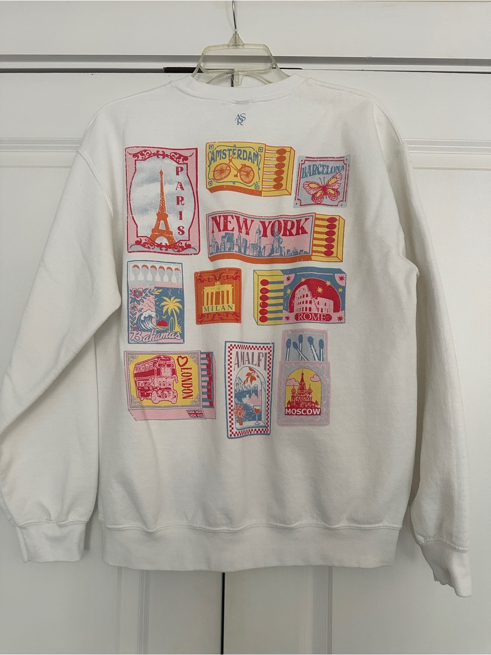 Altar'd State White Let’s Get Away Travel Stamp Graphic Sweatshirt